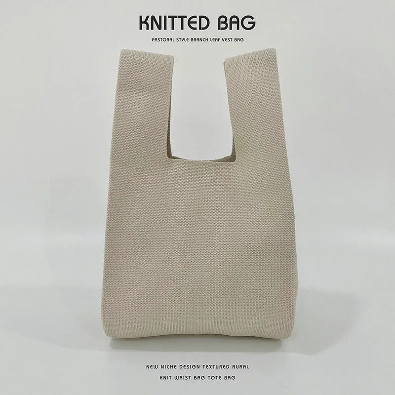 Women's Design Candy Color Simple Knitting Versatile Handbags