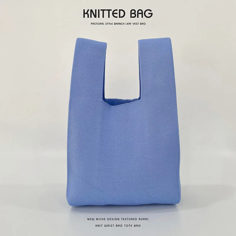 Women's Design Candy Color Simple Knitting Versatile Handbags