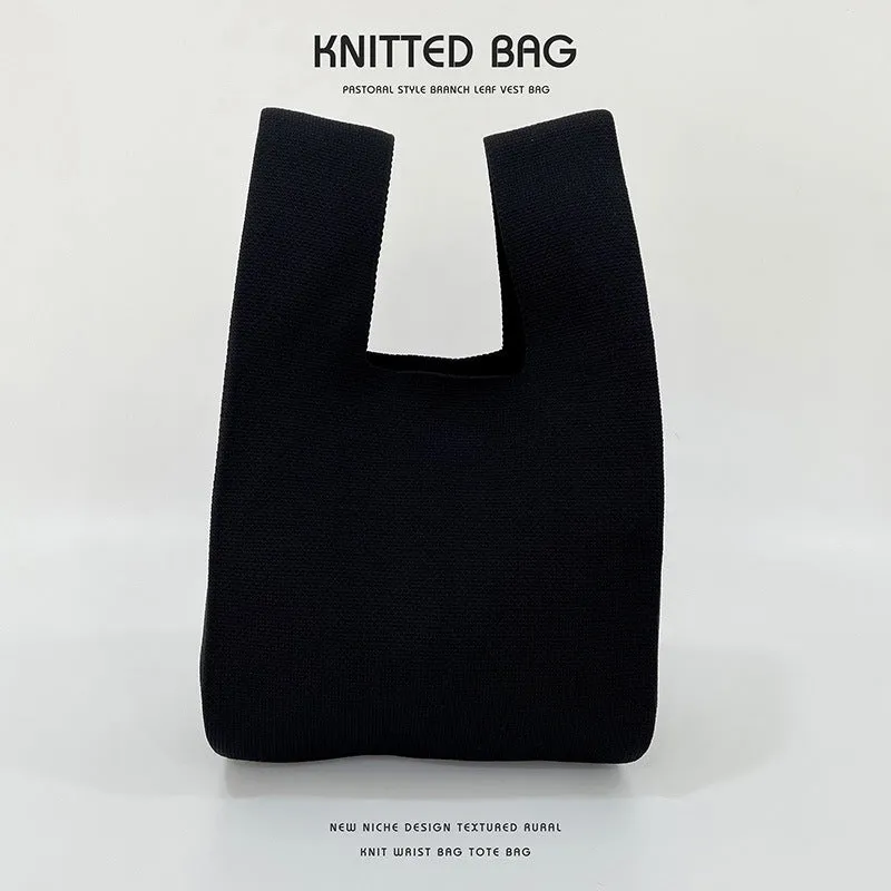 Women's Design Candy Color Simple Knitting Versatile Handbags