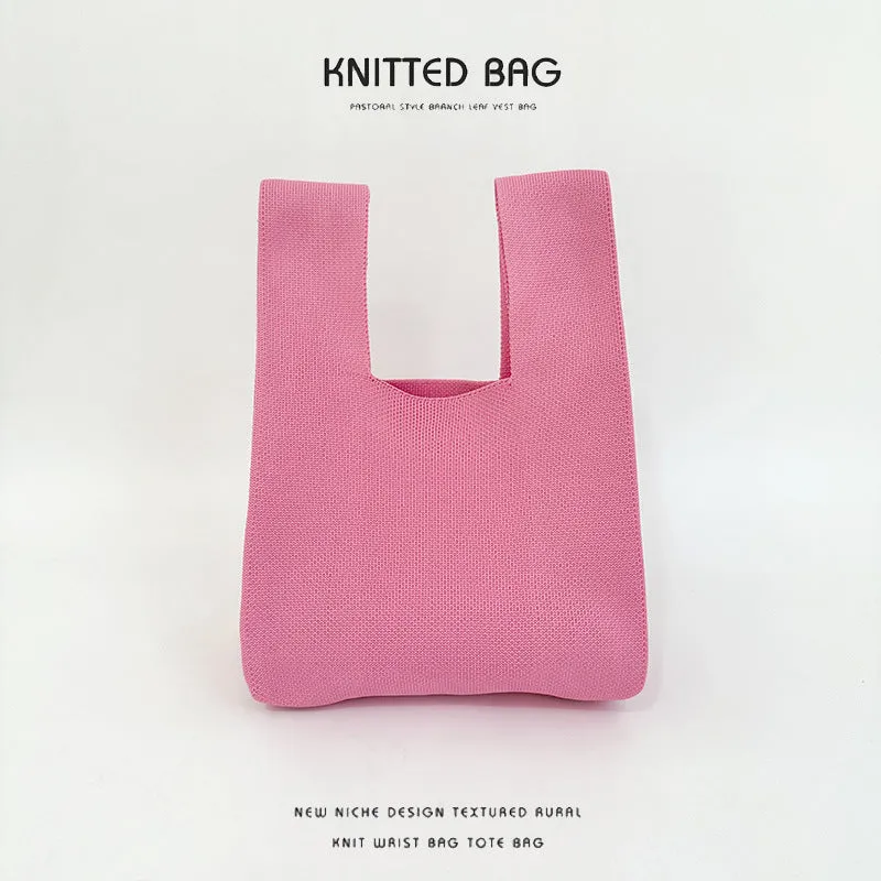 Women's Design Candy Color Simple Knitting Versatile Handbags