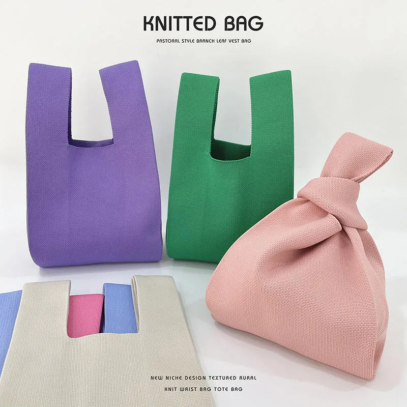 Women's Design Candy Color Simple Knitting Versatile Handbags