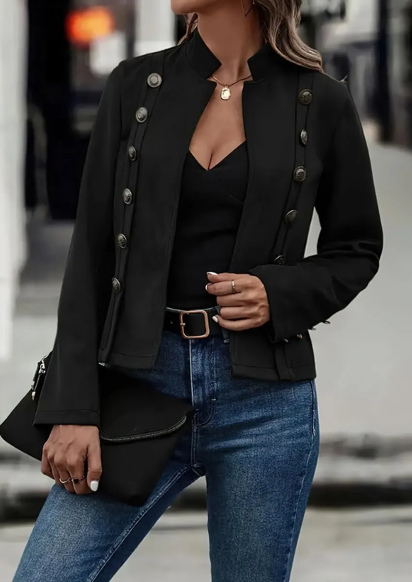 Women's Fall 2024 Faux Suede Leather Jacket Office Work Long Sleeve Slim Fit Blazer Jacket Coat