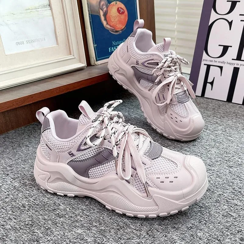 Women's Fashionable Casual Sports Shoes, Breathable mesh Surface, Thick Sole, Outdoor
