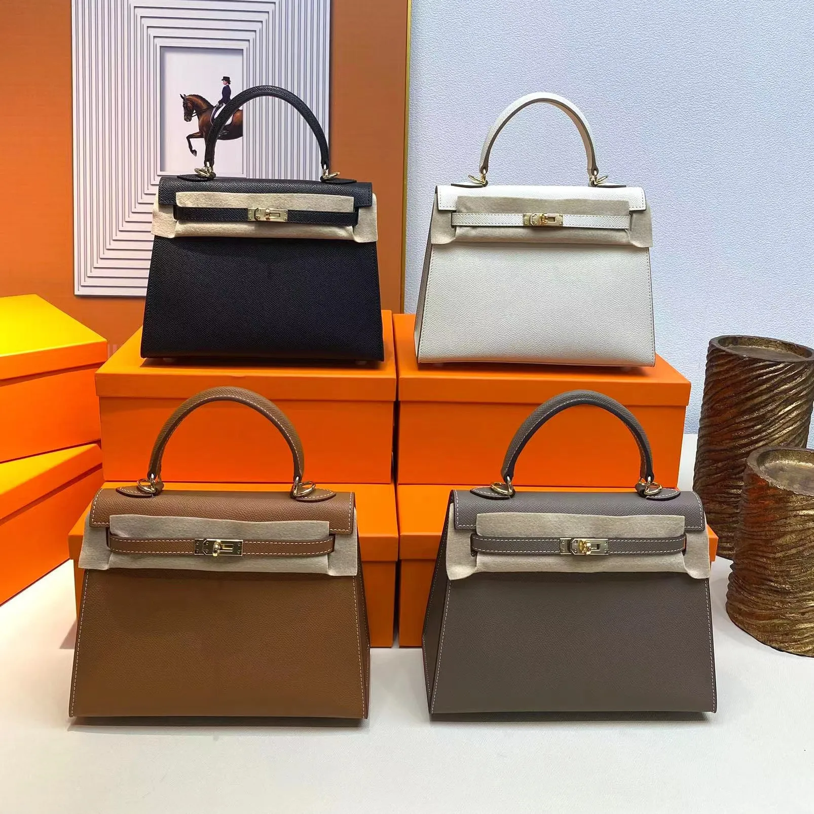 Women's Genuine Leather Second Generation Kelly Palm Crossbody Bags