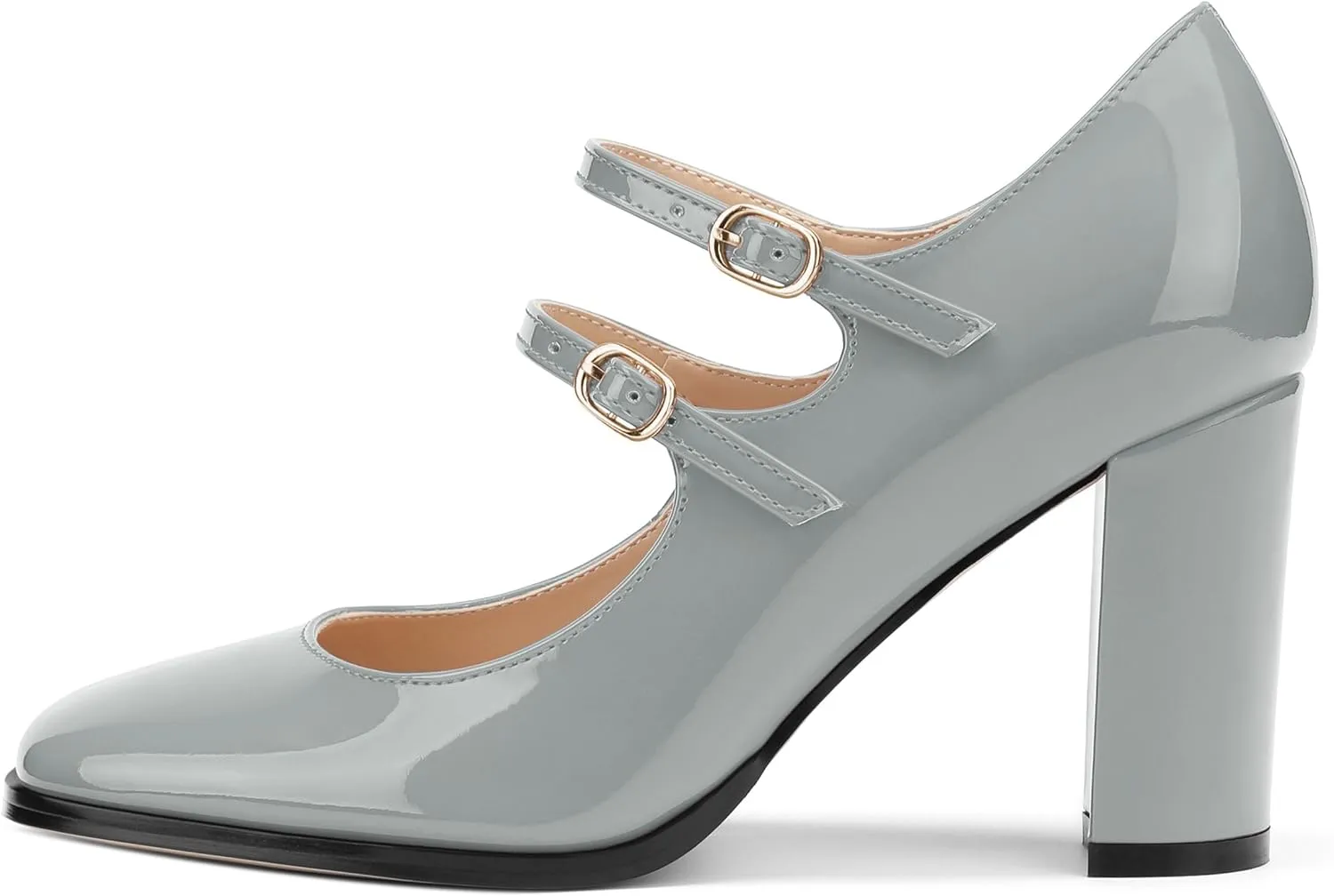 Women's High Heel Mary Jane Single Shoes, Chunky Heel Square Toe Pumps for Women, Closed Toe Work Party Dress Shoes