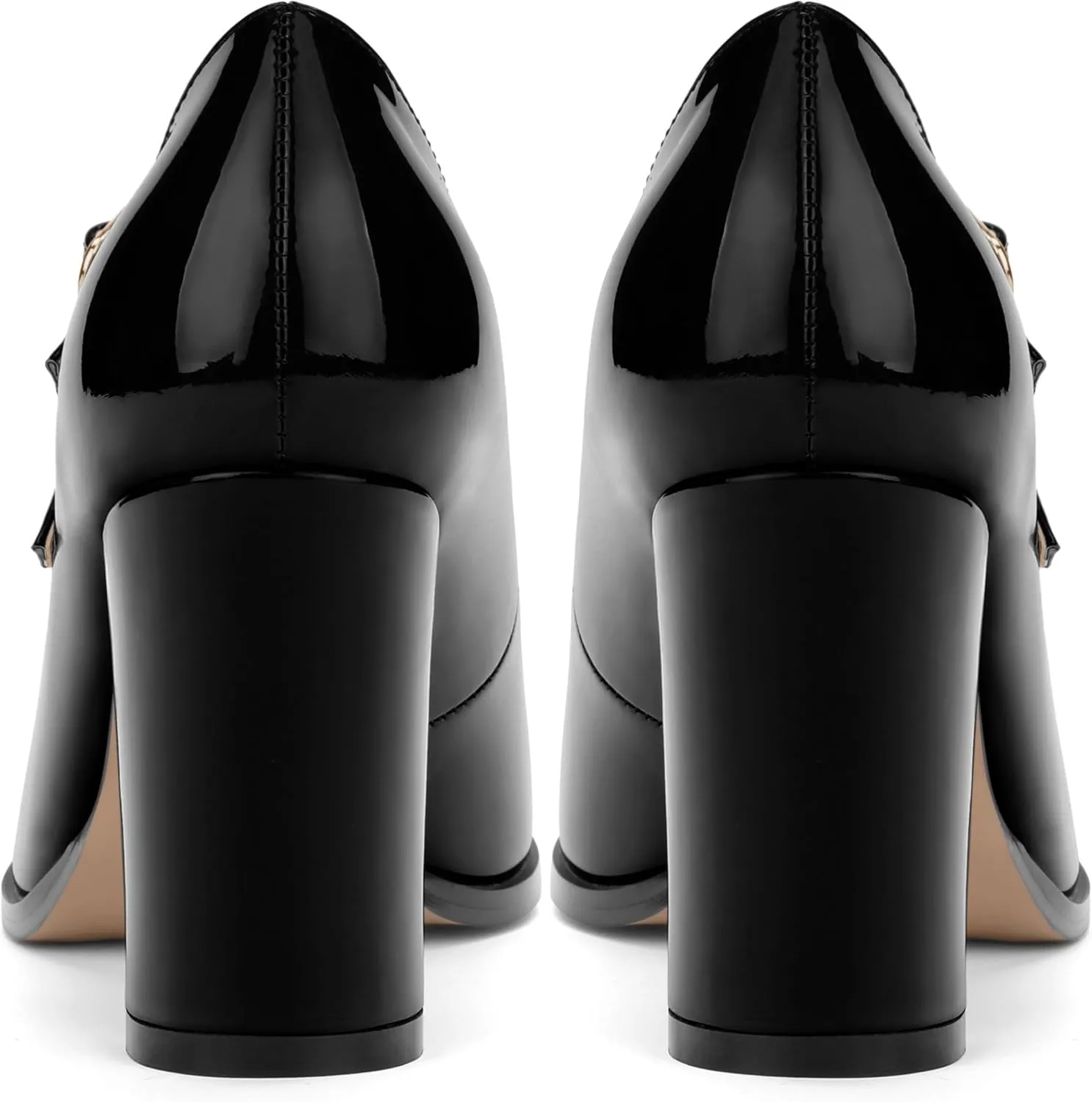Women's High Heel Mary Jane Single Shoes, Chunky Heel Square Toe Pumps for Women, Closed Toe Work Party Dress Shoes