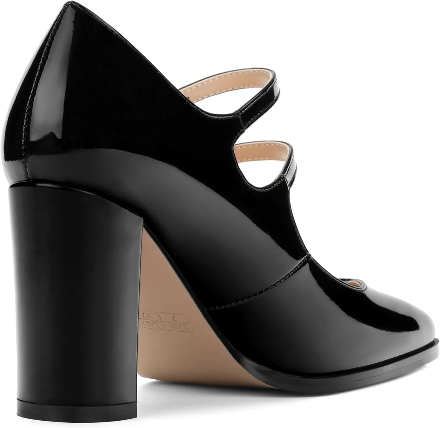 Women's High Heel Mary Jane Single Shoes, Chunky Heel Square Toe Pumps for Women, Closed Toe Work Party Dress Shoes