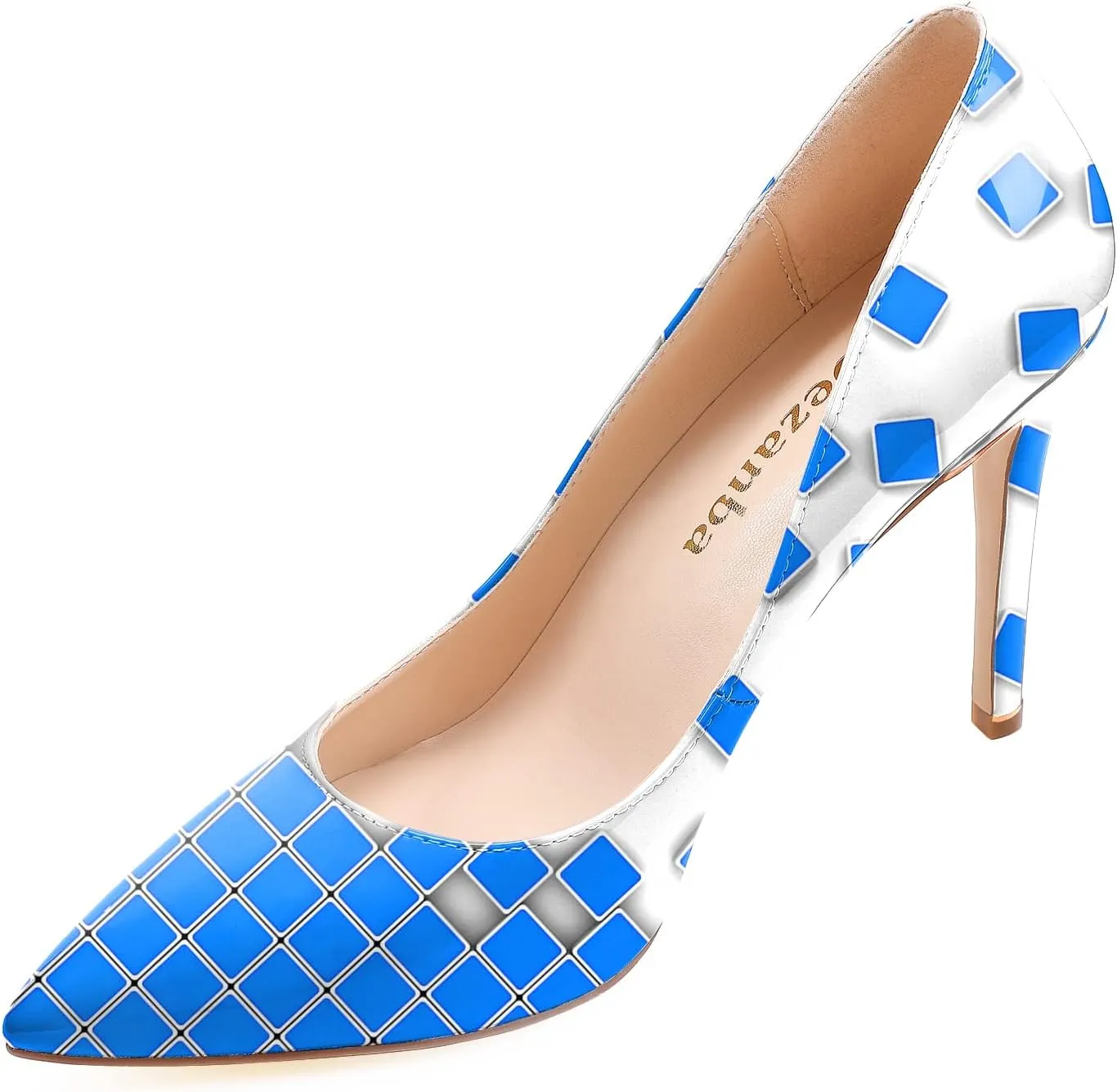 Womens High Stiletto Heels Multicolor Floral Printed Closed Toe Sexy Rivets Pumps Shoes