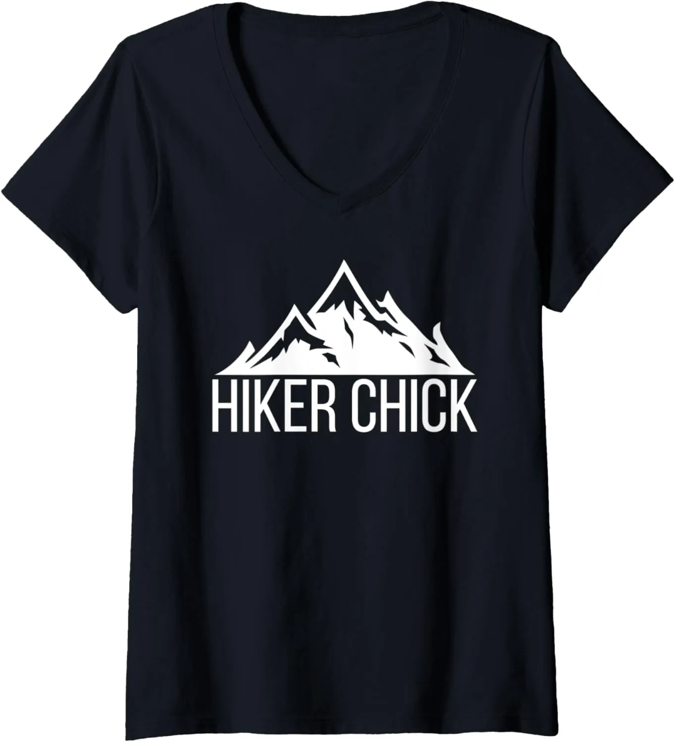 Womens Hiker chick hiking girl mountain range design V-Neck T-Shirt