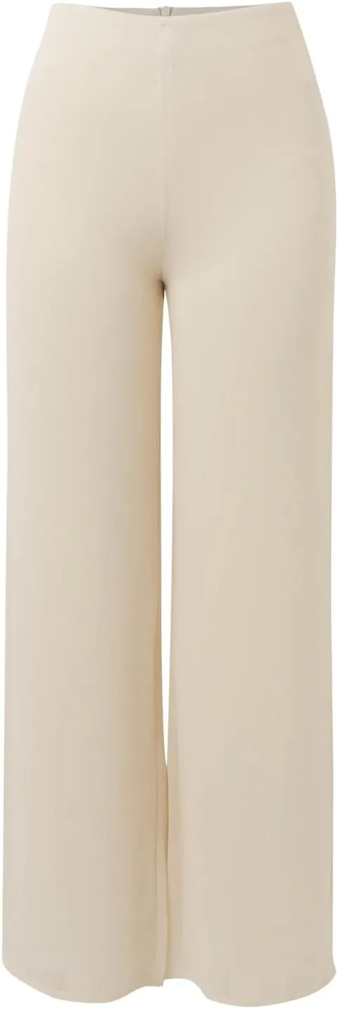 Women's Lightweight Chiffon Flowy Wide Leg Dress Pants High Elastic Waisted Trousers Flared Business Casual Pants