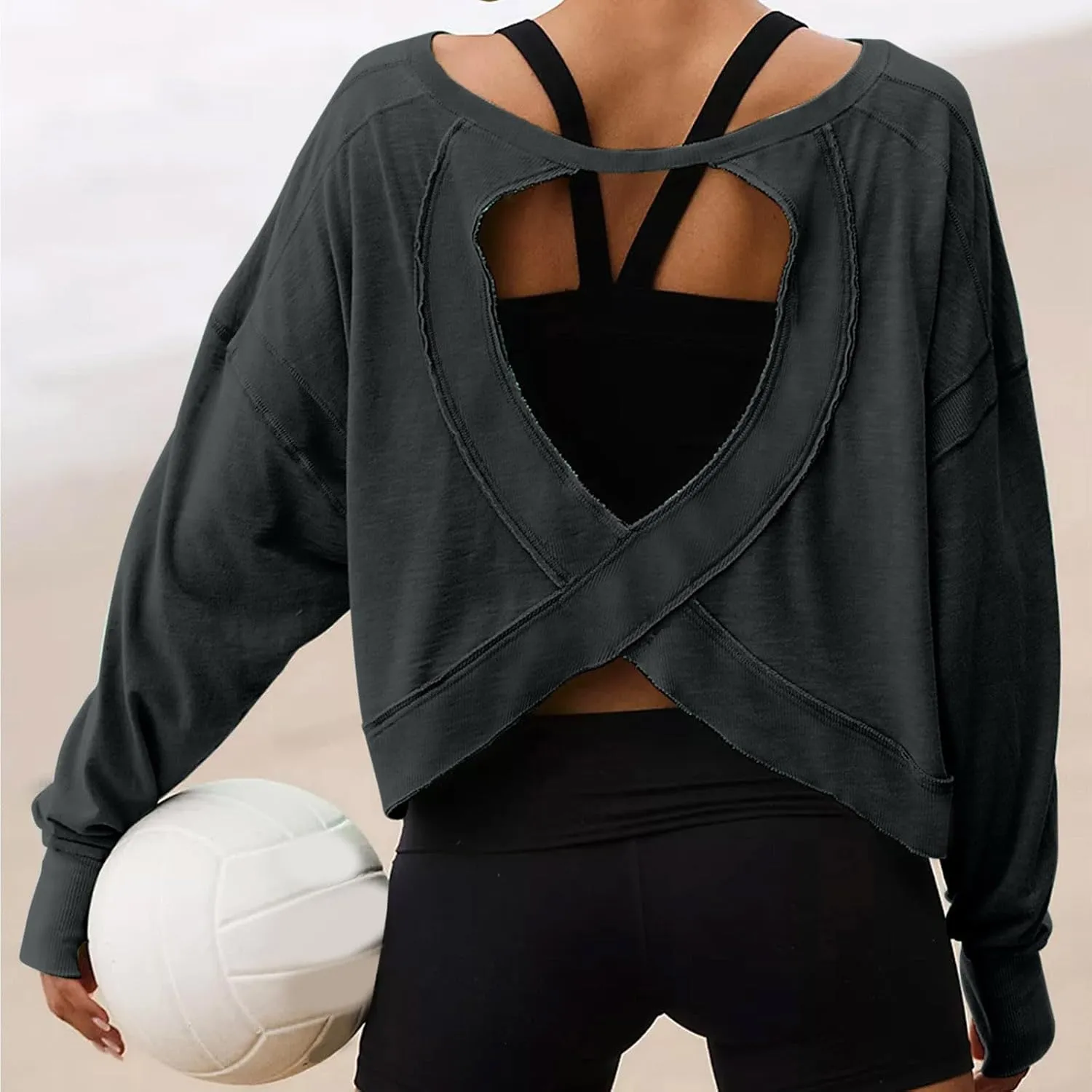 Women's Long Sleeve Fashion 2025 Shirts Round Neck Casual Blouse Tops Simple Solid Color Oversized Shirt