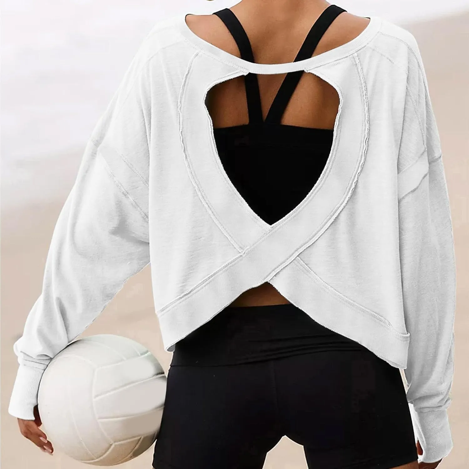 Women's Long Sleeve Fashion 2025 Shirts Round Neck Casual Blouse Tops Simple Solid Color Oversized Shirt