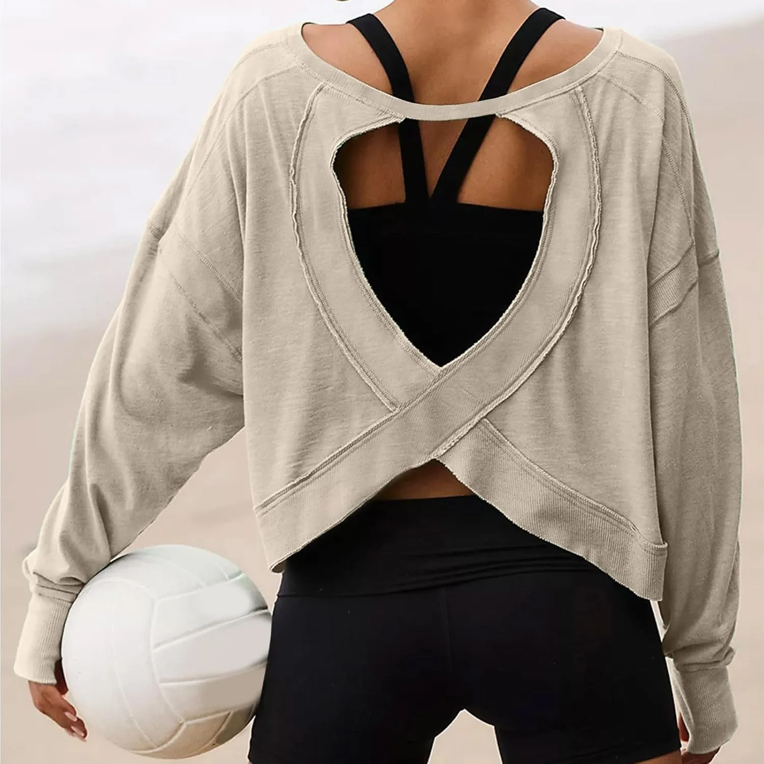 Women's Long Sleeve Fashion 2025 Shirts Round Neck Casual Blouse Tops Simple Solid Color Oversized Shirt