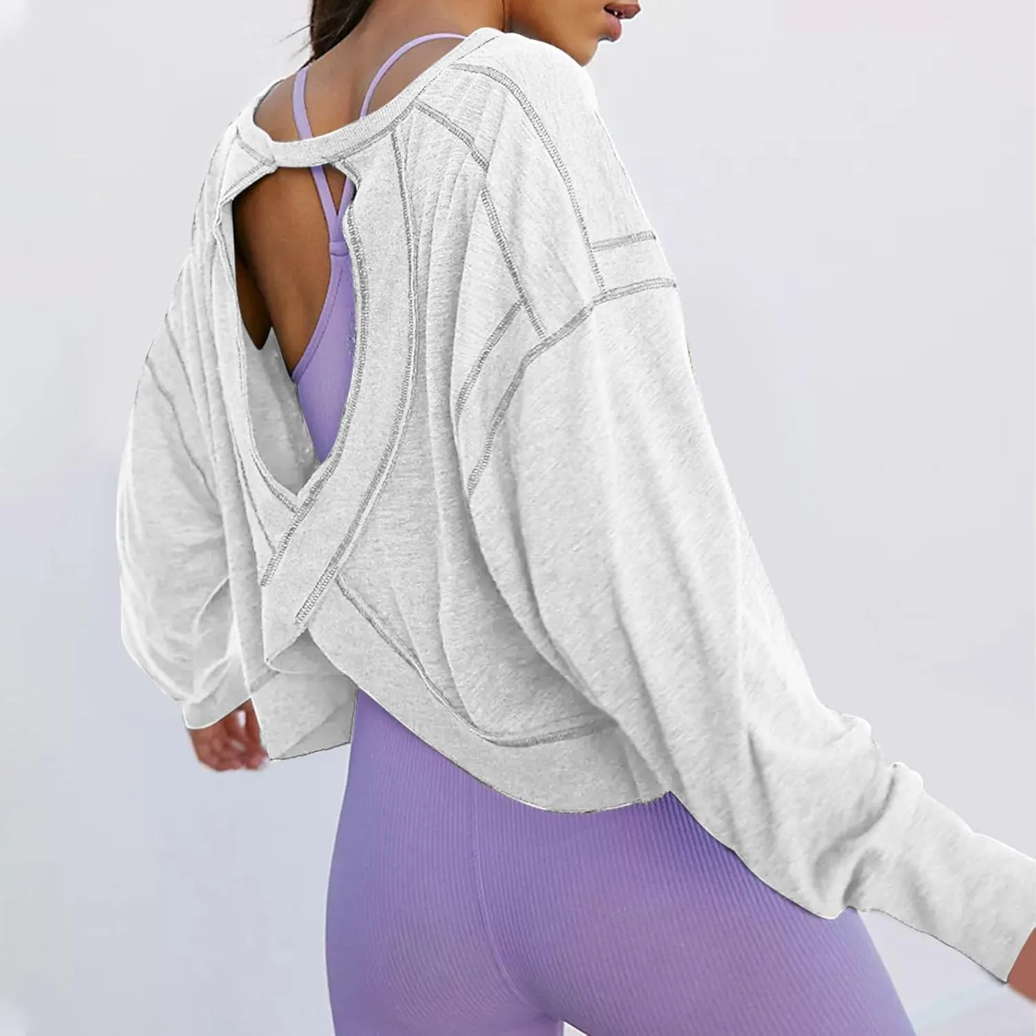 Women's Long Sleeve Fashion 2025 Shirts Round Neck Casual Blouse Tops Simple Solid Color Oversized Shirt