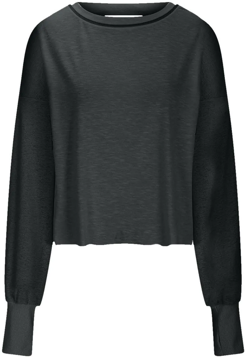 Women's Long Sleeve Fashion 2025 Shirts Round Neck Casual Blouse Tops Simple Solid Color Oversized Shirt