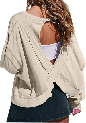 Women's Long Sleeve Fashion 2025 Shirts Round Neck Casual Blouse Tops Simple Solid Color Oversized Shirt