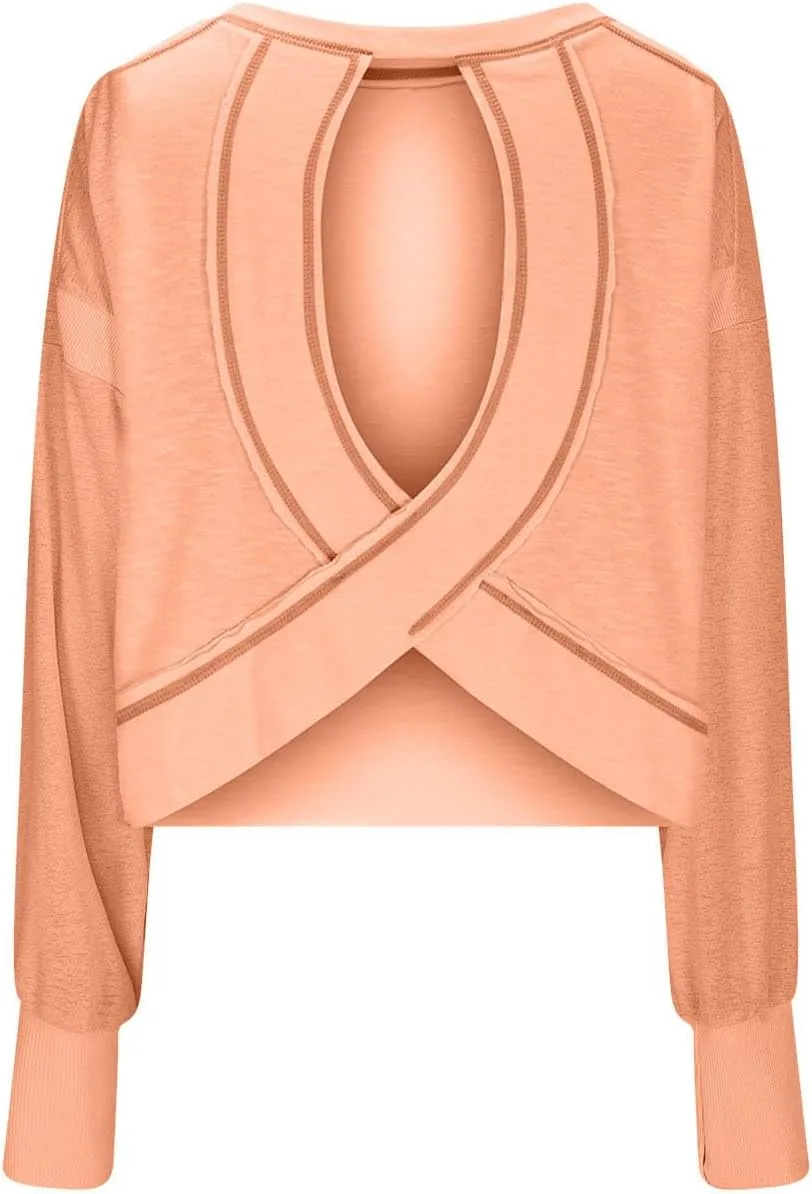 Women's Long Sleeve Fashion 2025 Shirts Round Neck Casual Blouse Tops Simple Solid Color Oversized Shirt