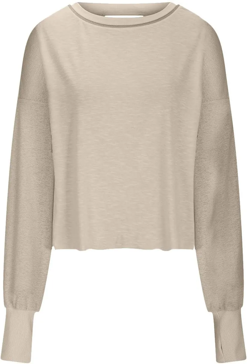 Women's Long Sleeve Fashion 2025 Shirts Round Neck Casual Blouse Tops Simple Solid Color Oversized Shirt