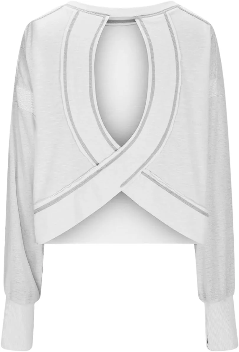 Women's Long Sleeve Fashion 2025 Shirts Round Neck Casual Blouse Tops Simple Solid Color Oversized Shirt