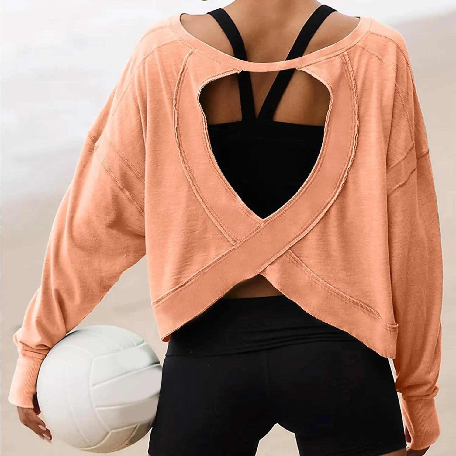Women's Long Sleeve Fashion 2025 Shirts Round Neck Casual Blouse Tops Simple Solid Color Oversized Shirt