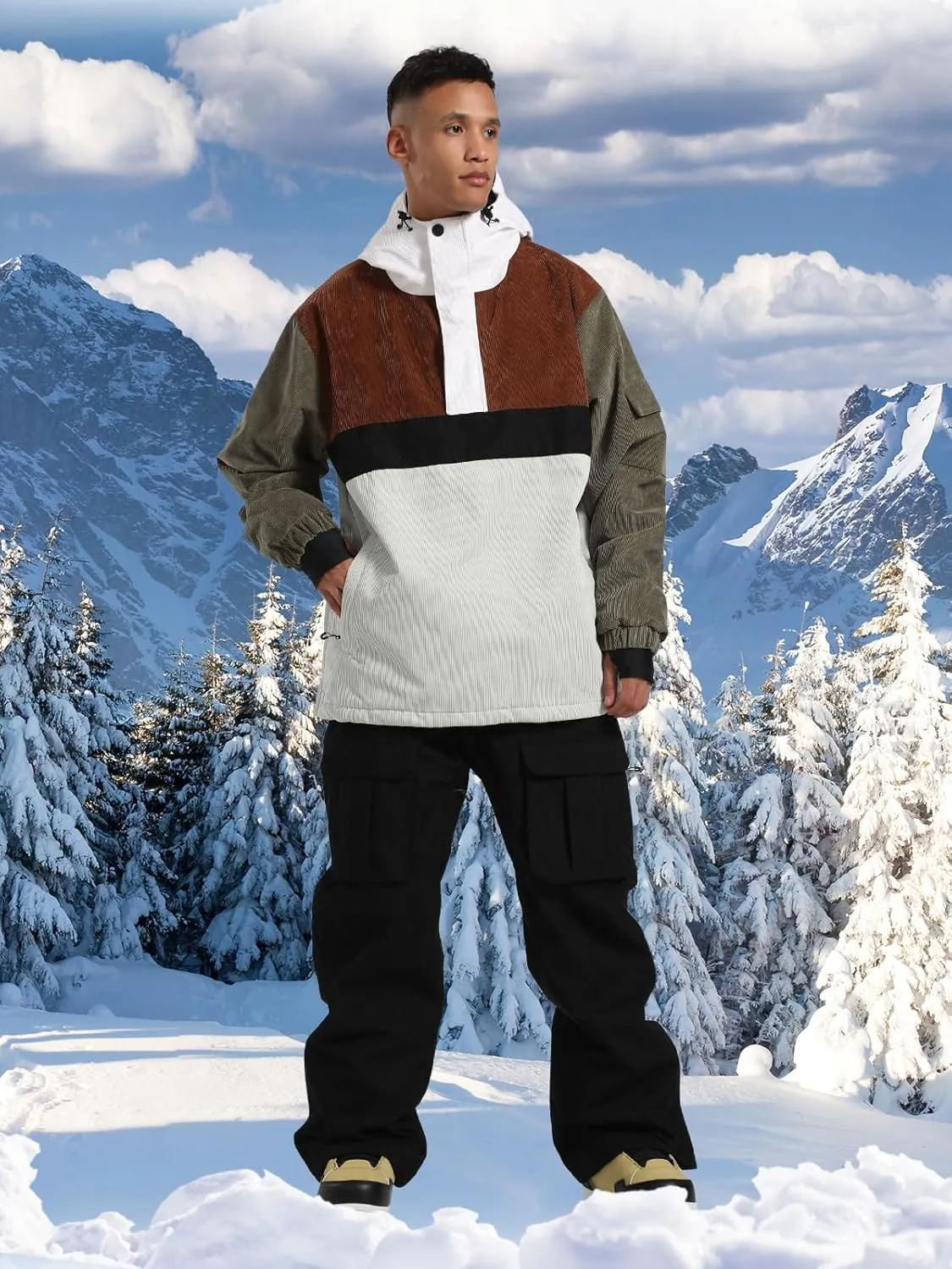 Womens Mens Ski Jackets Snowboard Coats Waterproof Windproof Pullover Jacket for Women Skiing Snowboarding Sports