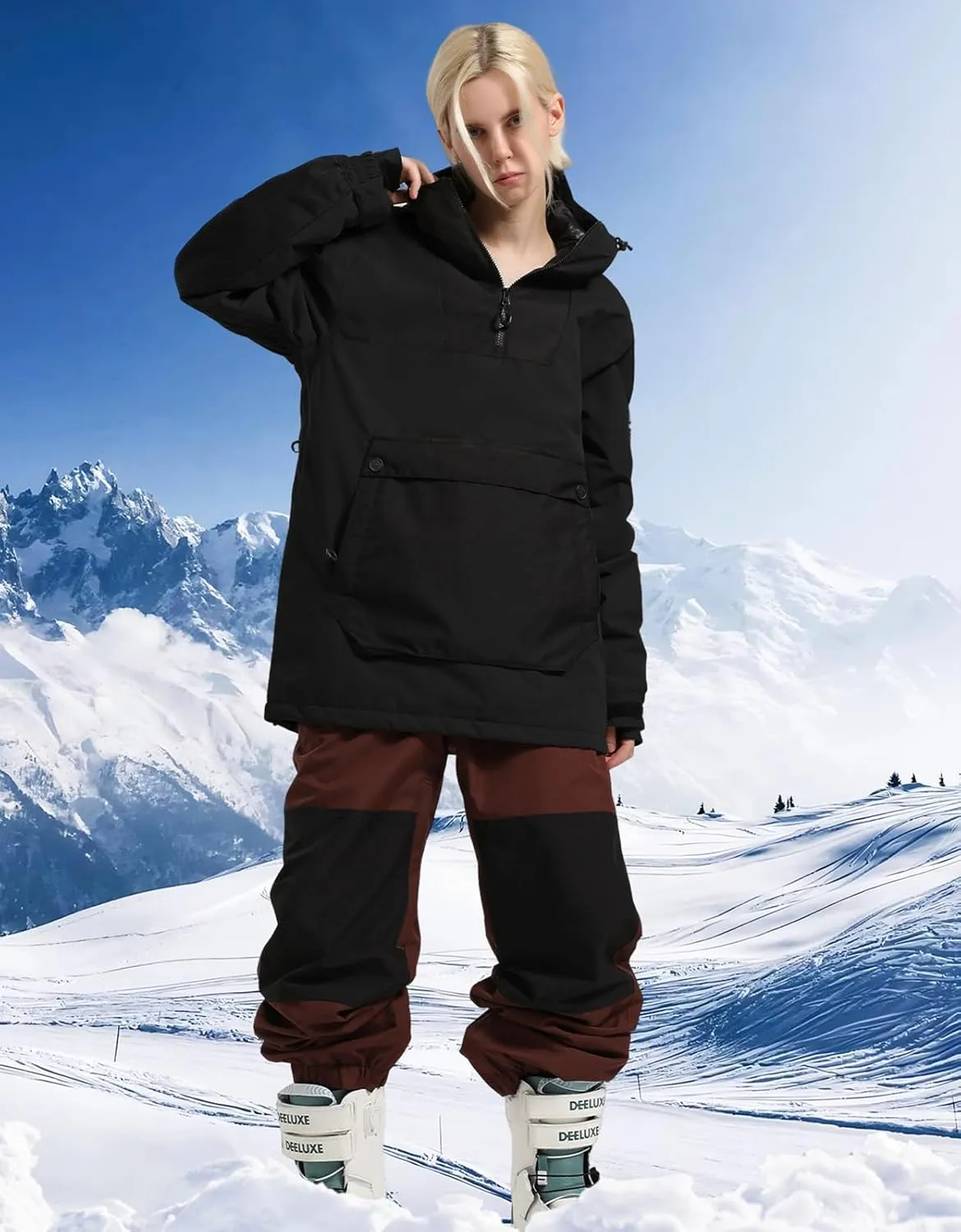 Womens Mens Ski Jackets Snowboard Coats Waterproof Windproof Pullover Jacket for Women Skiing Snowboarding Sports