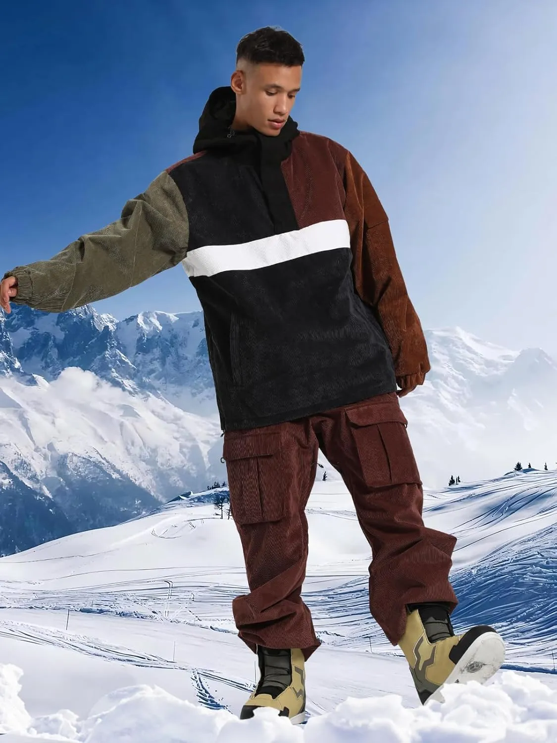 Womens Mens Ski Jackets Snowboard Coats Waterproof Windproof Pullover Jacket for Women Skiing Snowboarding Sports