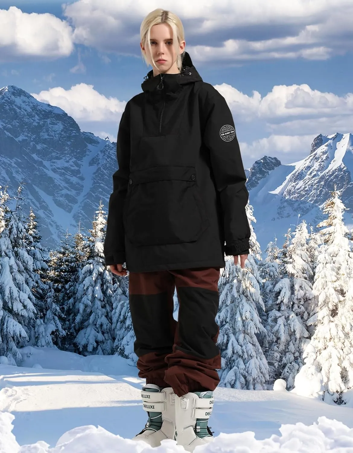 Womens Mens Ski Jackets Snowboard Coats Waterproof Windproof Pullover Jacket for Women Skiing Snowboarding Sports