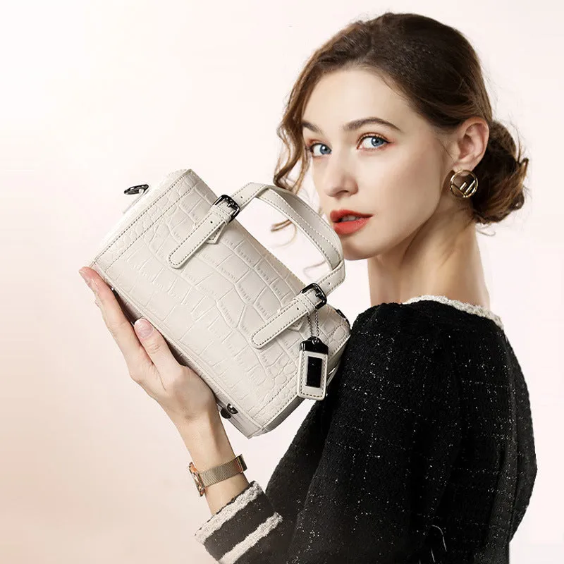Women's Pattern Pouch Pillow Genuine Leather Portable Shoulder Bags