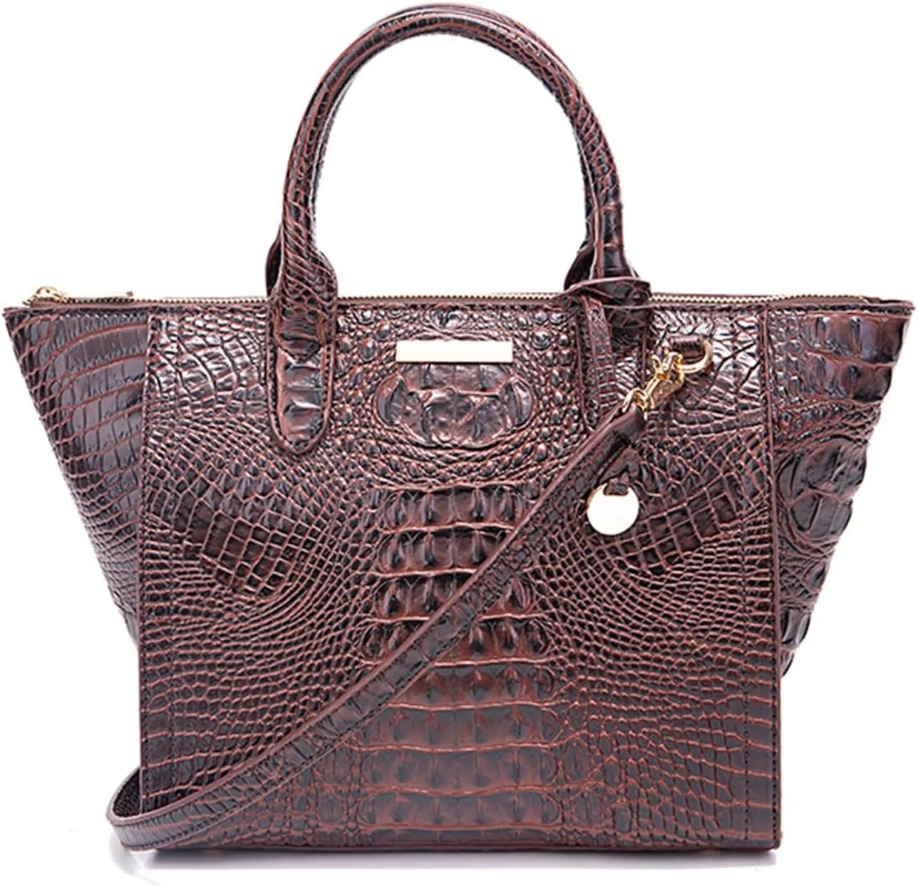 Women's PU Leather Top Handle Tote Bag Fashion Crocodile Print Handbag Satchel Ladies Retro Work Travel Crossbody Bags