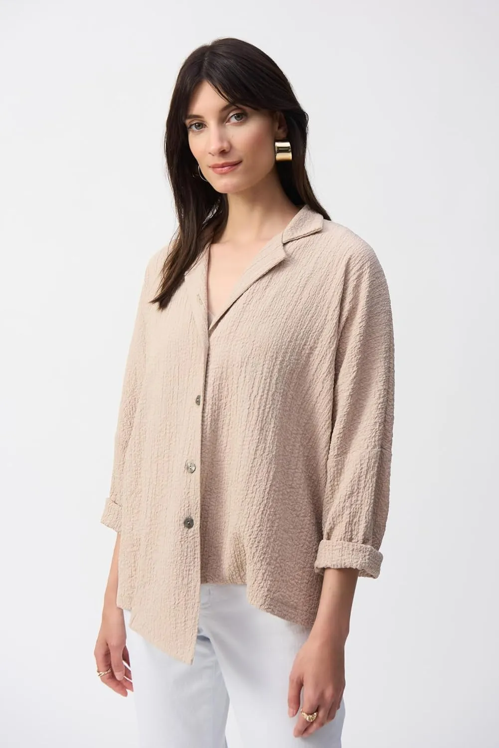 Women's Seersucker Asymmetrical Boxy Jacket