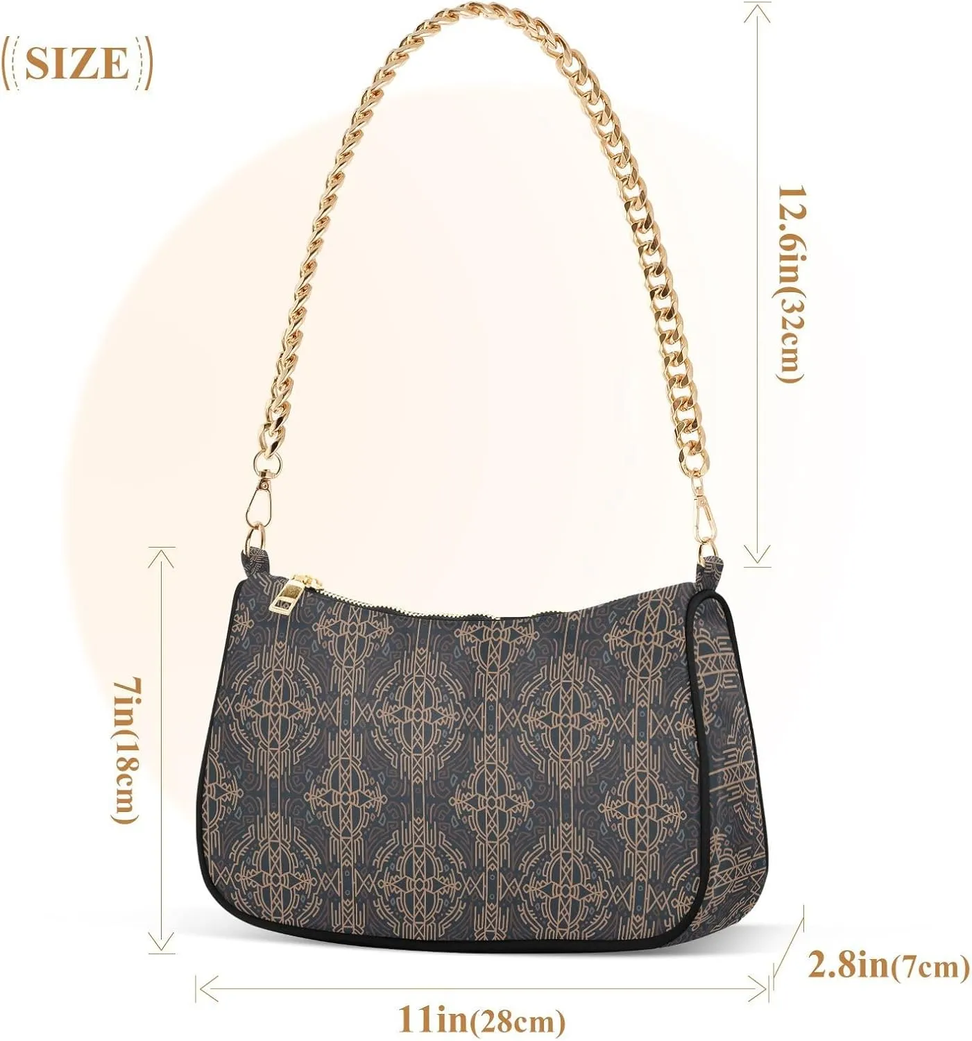 Women's Shoulder Handbags Chain Shoulder Brace for Women Bag Adultness Print Ladies Vacation Handbags Tote Purse,Multi1