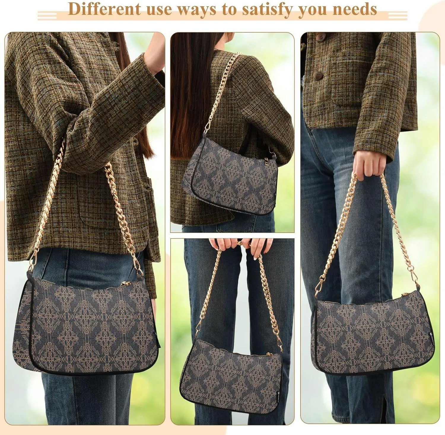 Women's Shoulder Handbags Chain Shoulder Brace for Women Bag Adultness Print Ladies Vacation Handbags Tote Purse,Multi1