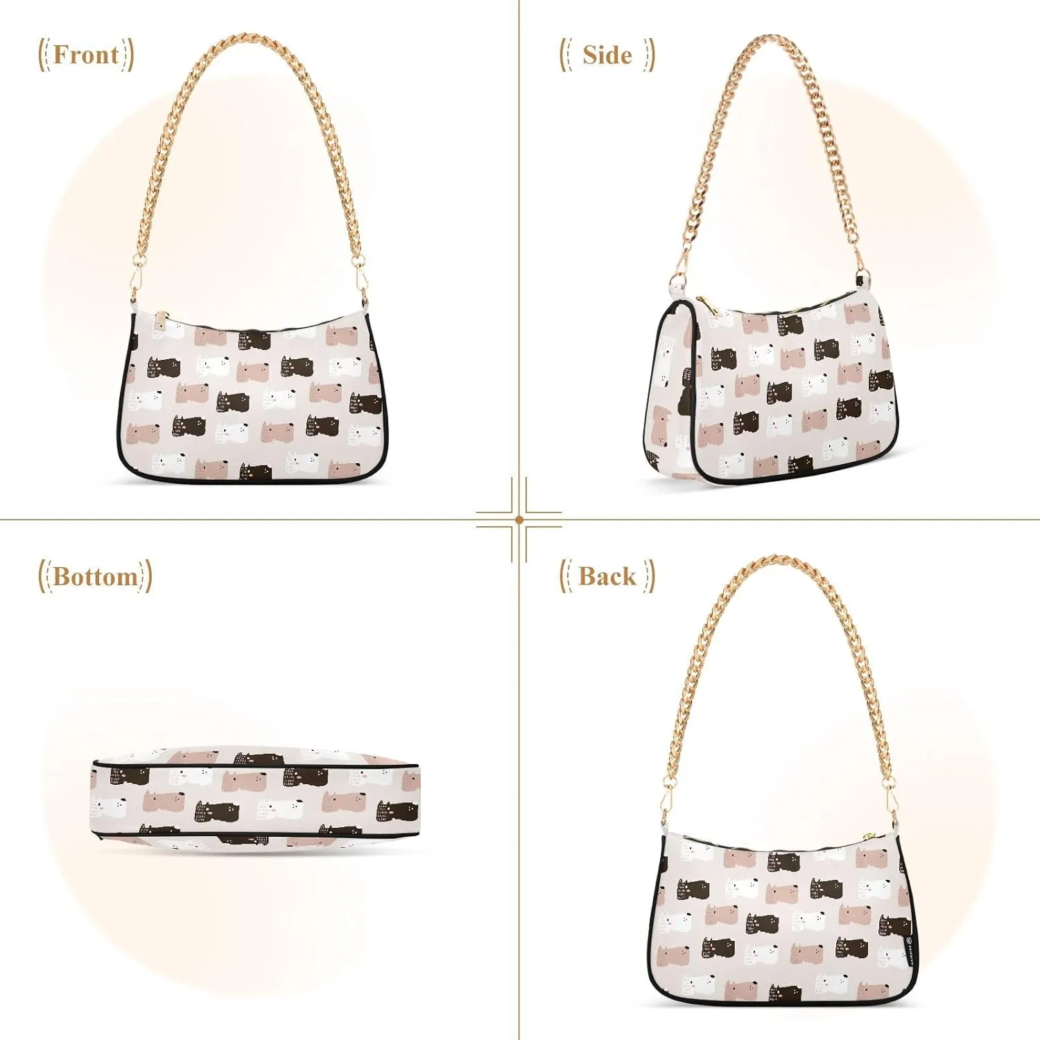 Women's Shoulder Handbags Chain Shoulder Brace for Women Bag Animal Pattern Ladies Vacation Handbags Tote Purse,Multi1