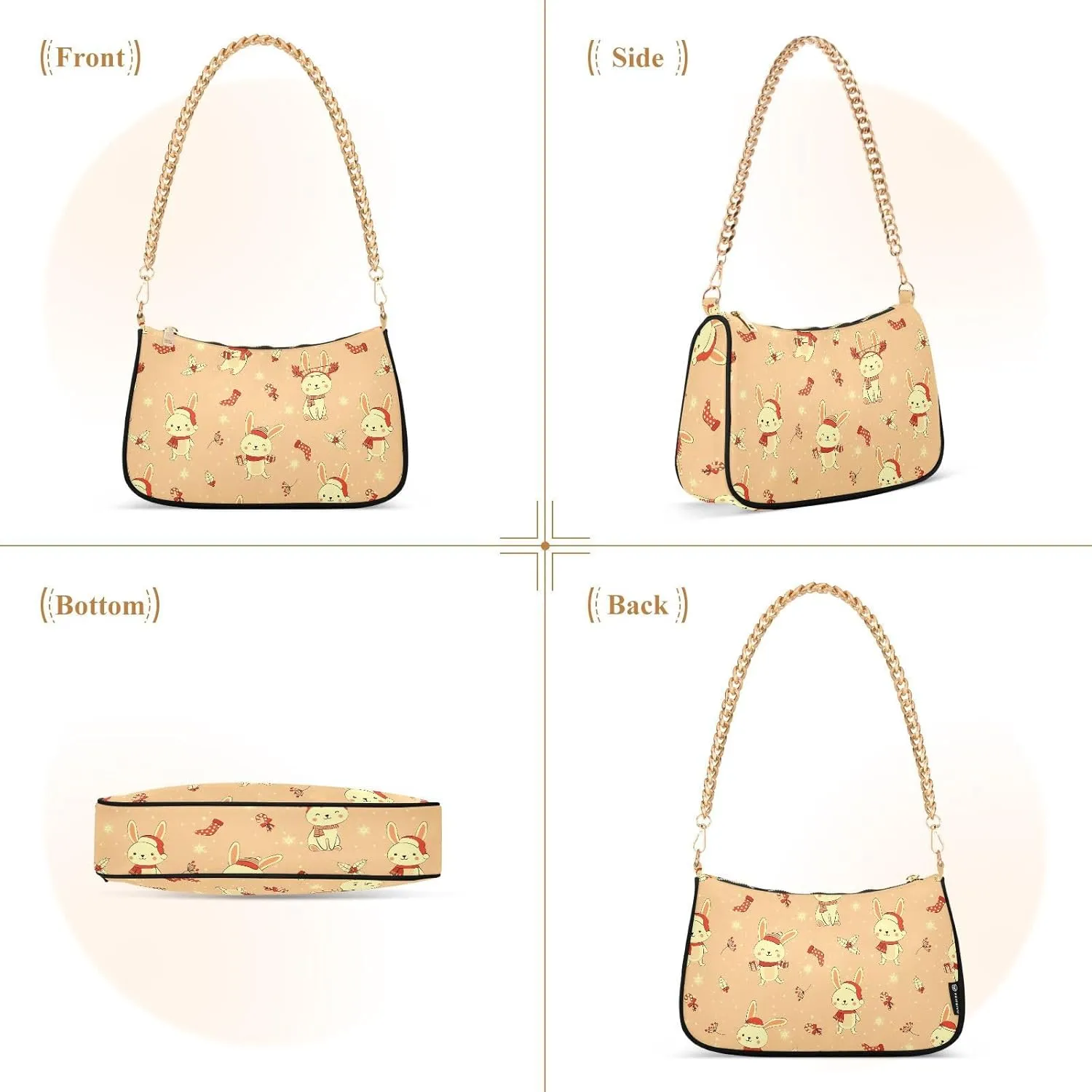 Women's Shoulder Handbags Chain Shoulder Brace for Women Bag Cute Print Ladies Vacation Handbags Tote Purse,Multi1