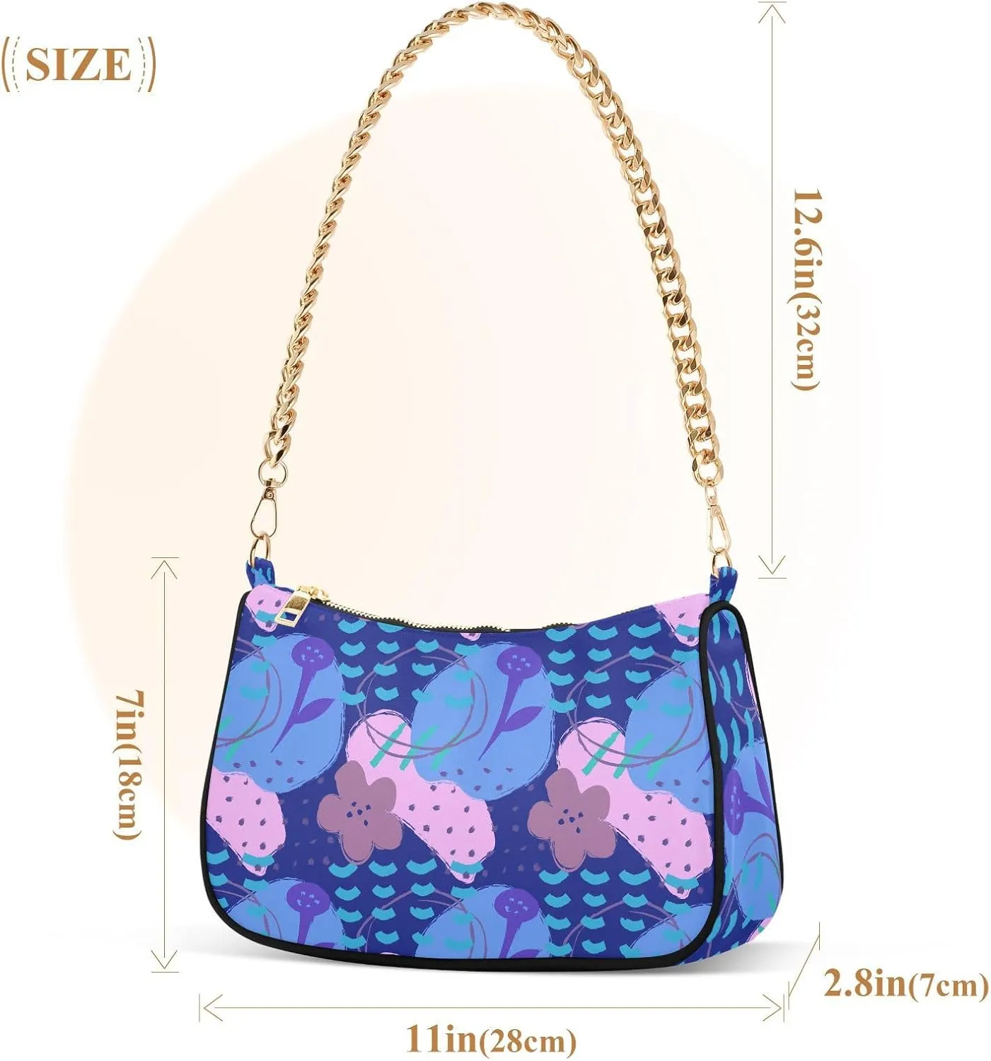 Women's Shoulder Handbags Chain Shoulder Brace for Women Bag Doodle Print Ladies Vacation Handbags Tote Purse,Multi1