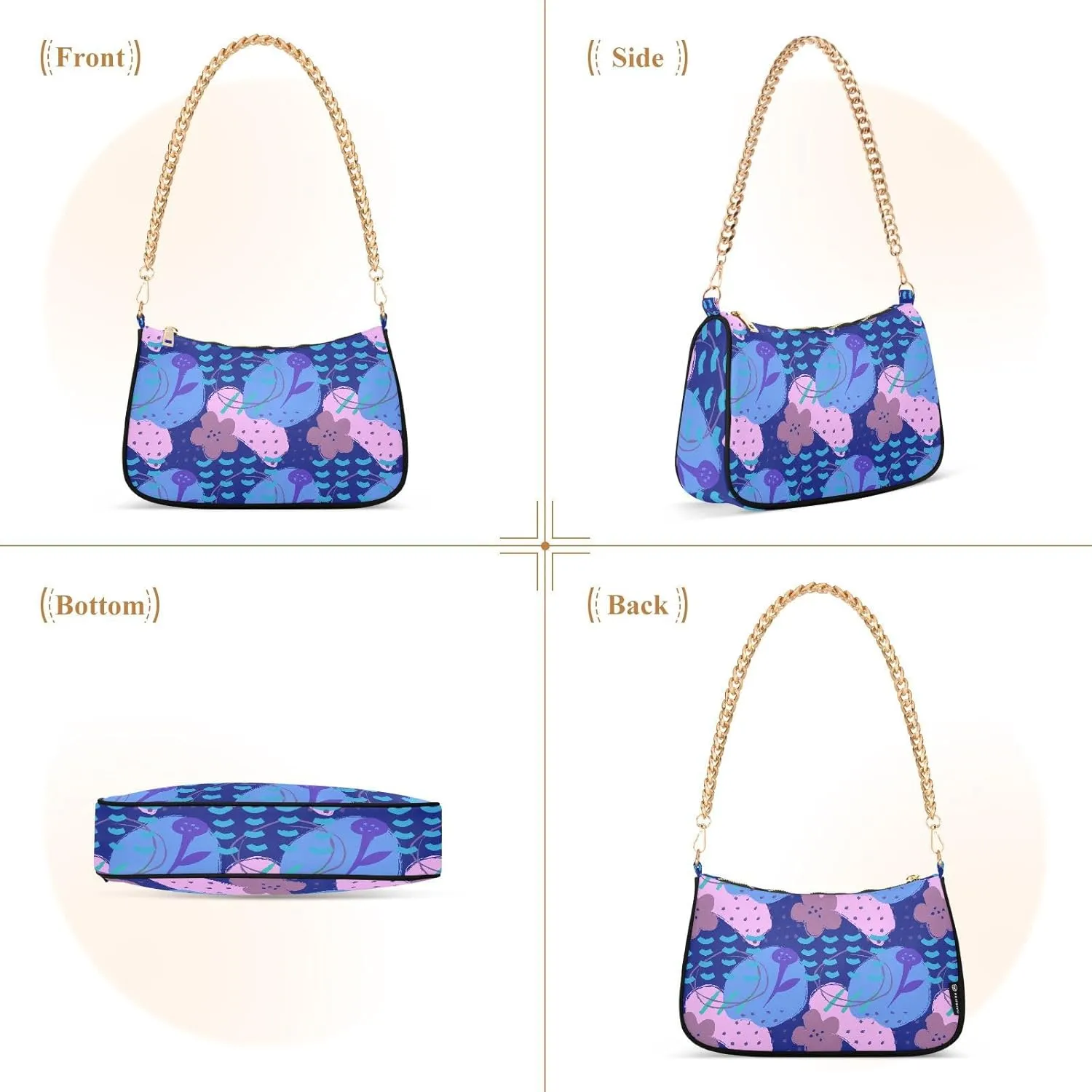 Women's Shoulder Handbags Chain Shoulder Brace for Women Bag Doodle Print Ladies Vacation Handbags Tote Purse,Multi1
