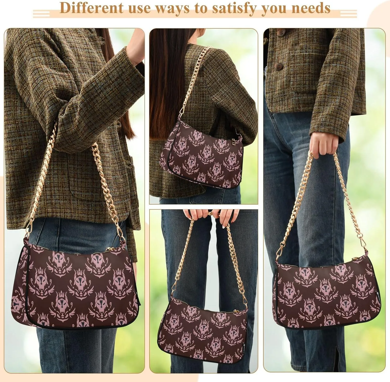 Women's Shoulder Handbags Chain Shoulder Brace for Women Bag Fantasy Print Ladies Vacation Handbags Tote Purse,Multi1