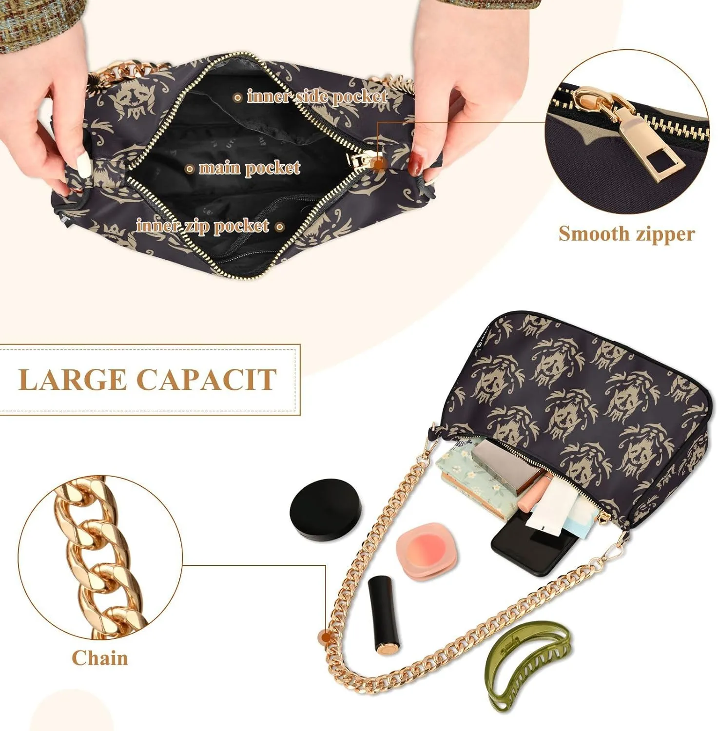 Women's Shoulder Handbags Chain Shoulder Brace for Women Bag Fantasy Print Ladies Vacation Handbags Tote Purse,Multi1