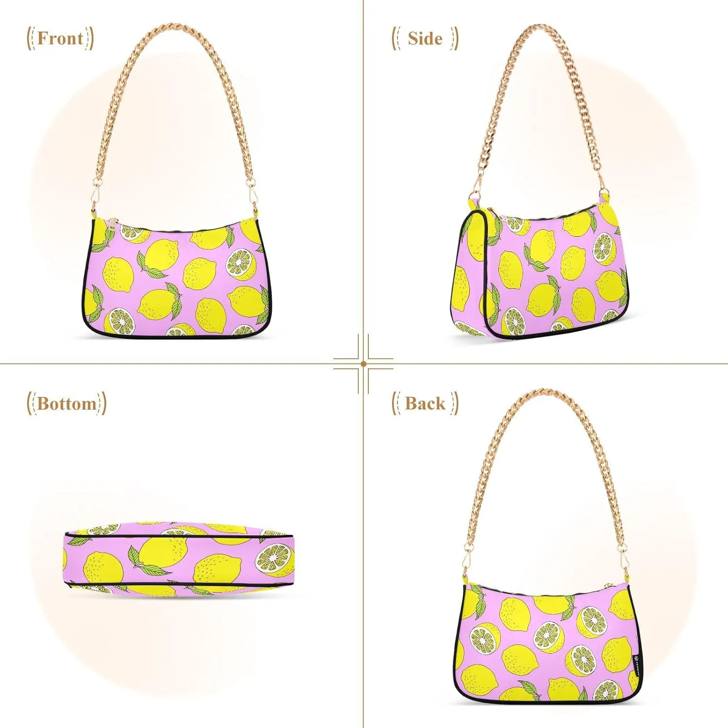 Women's Shoulder Handbags Chain Shoulder Brace for Women Bag Fruits Print Ladies Vacation Handbags Tote Purse,Multi1