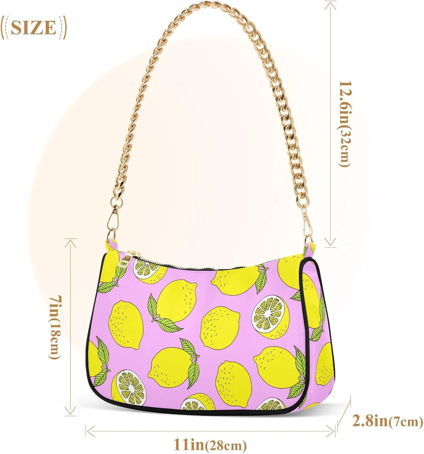 Women's Shoulder Handbags Chain Shoulder Brace for Women Bag Fruits Print Ladies Vacation Handbags Tote Purse,Multi1