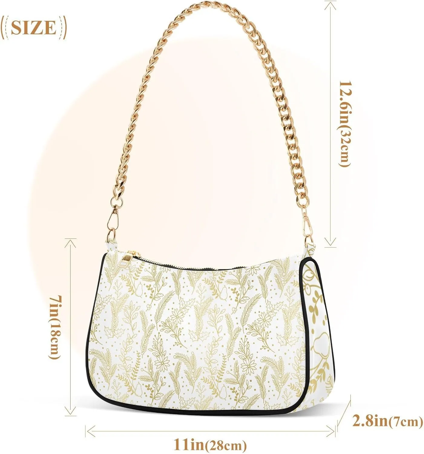 Women's Shoulder Handbags Chain Shoulder Brace for Women Bag Leaves Pattern Ladies Vacation Handbags Tote Purse,Multi1