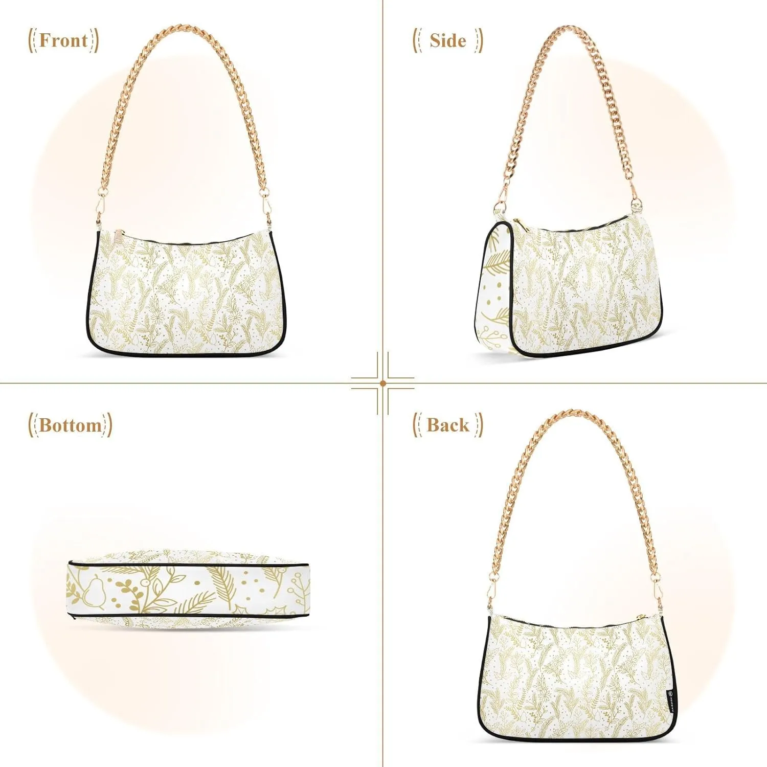 Women's Shoulder Handbags Chain Shoulder Brace for Women Bag Leaves Pattern Ladies Vacation Handbags Tote Purse,Multi1