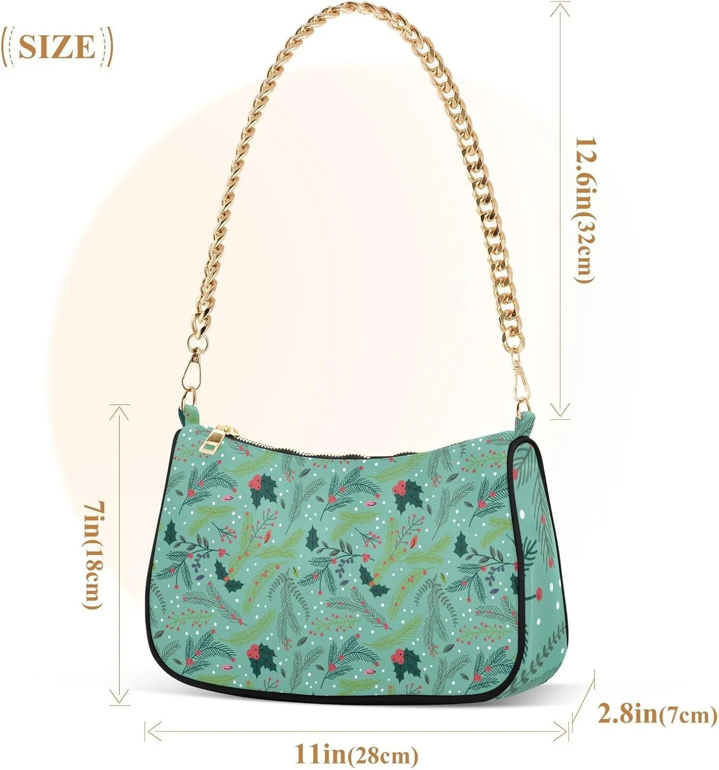 Women's Shoulder Handbags Chain Shoulder Brace for Women Bag Leaves Print Ladies Vacation Handbags Tote Purse,Multi1
