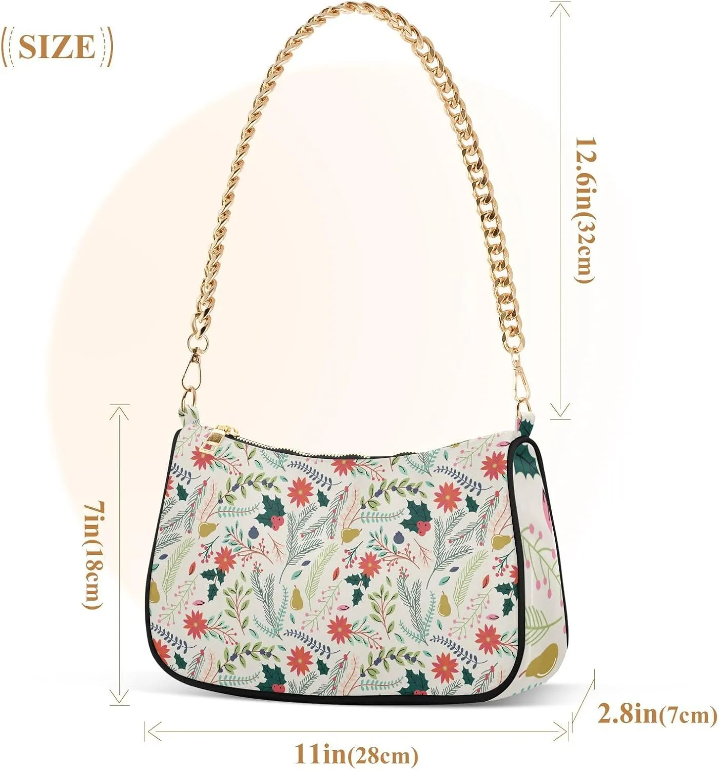 Women's Shoulder Handbags Chain Shoulder Brace for Women Bag Leaves Print Ladies Vacation Handbags Tote Purse,Multi1