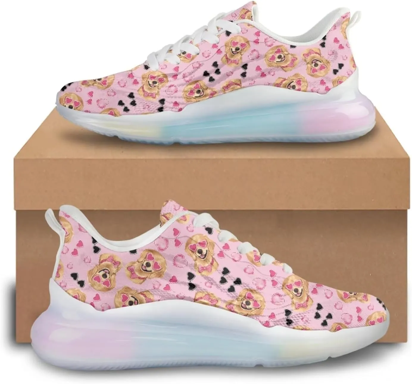 Womens Sneakers Breathable Comfortable Running Shoes Fashion Lightweight Non-Slip Outdoor Hiking Shoes for Athletic Size 6-11 White Sole