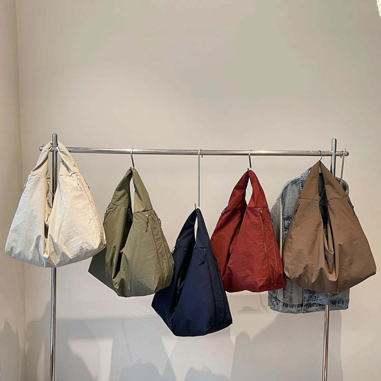 Women's Solid Color Textured Draped Tote Bag, Canvas Large Capacity Fashion Versatile Shoulder Bag for Shopping with Travel