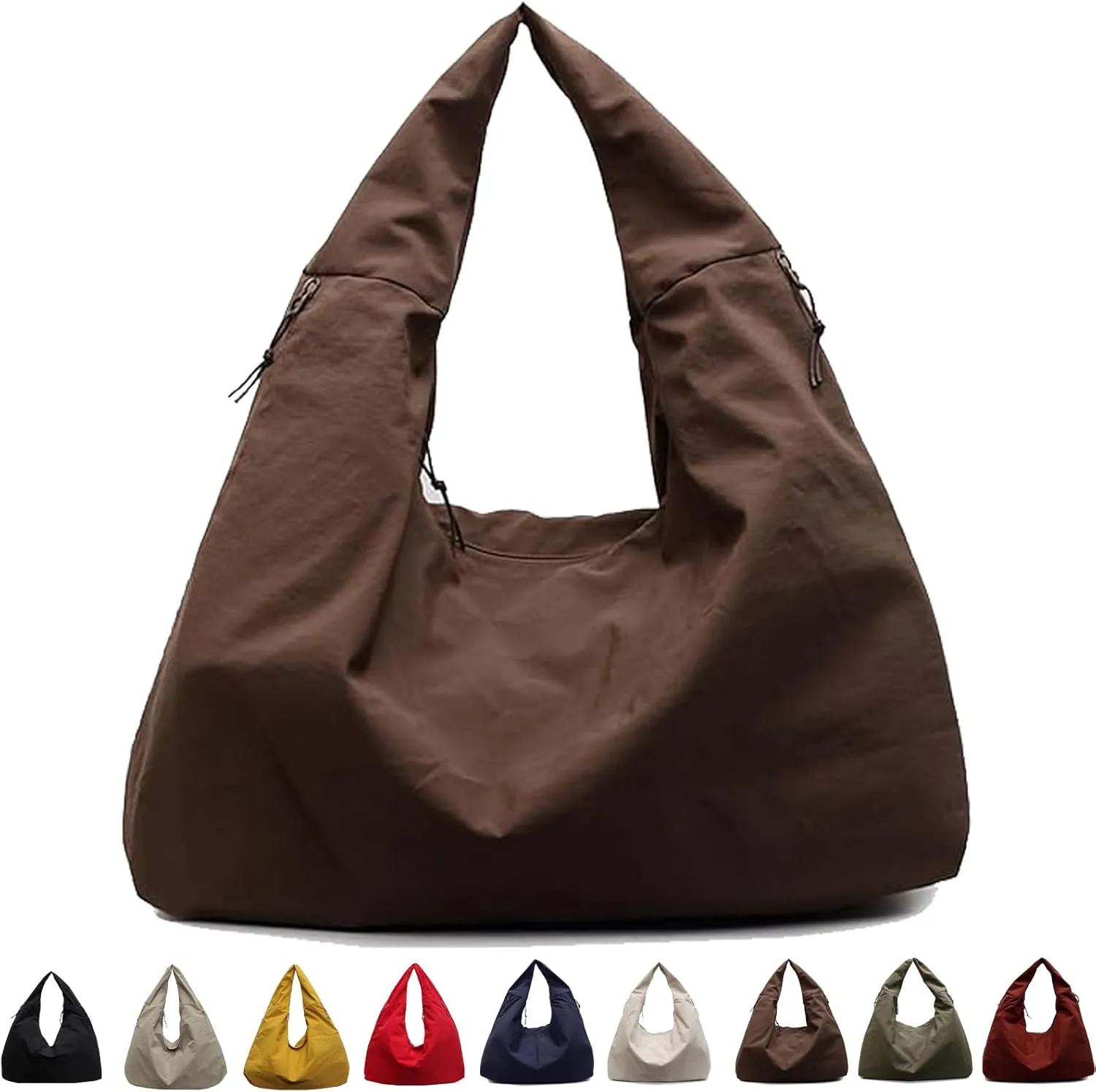 Women's Solid Color Textured Draped Tote Bag, Canvas Large Capacity Fashion Versatile Shoulder Bag for Shopping with Travel