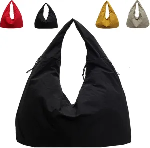 Women's Solid Color Textured Draped Tote Bag, Large Capacity Fashion Versatile Shoulder Bag, Casual Canvas Tote Bag