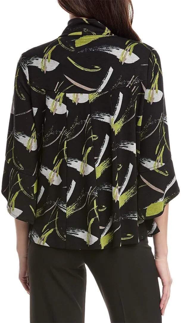 Women's Sweater Knit Abstract Print Trapeze Jacket